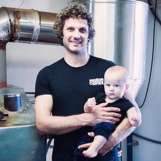 Jim Schwartz and his adorable son, Cassius, at Wilson Coffee in Costa Mesa, California