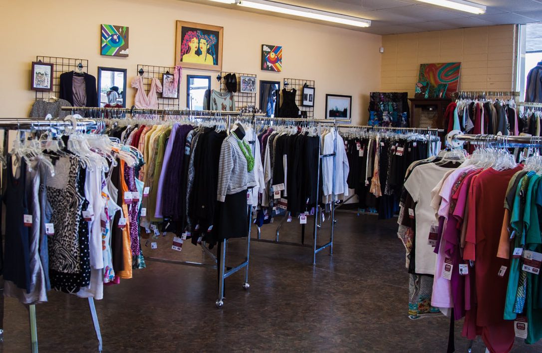 Racks and racks of clothing at Working Wardrobes Thrift Shop in Westside Costa Mesa.