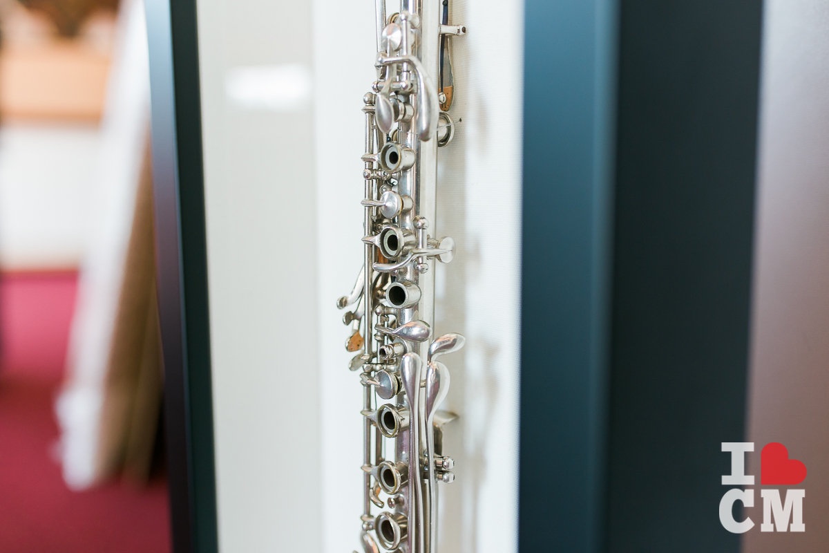 A Framed, Silver Clarinet at Best Framing in Costa Mesa, California