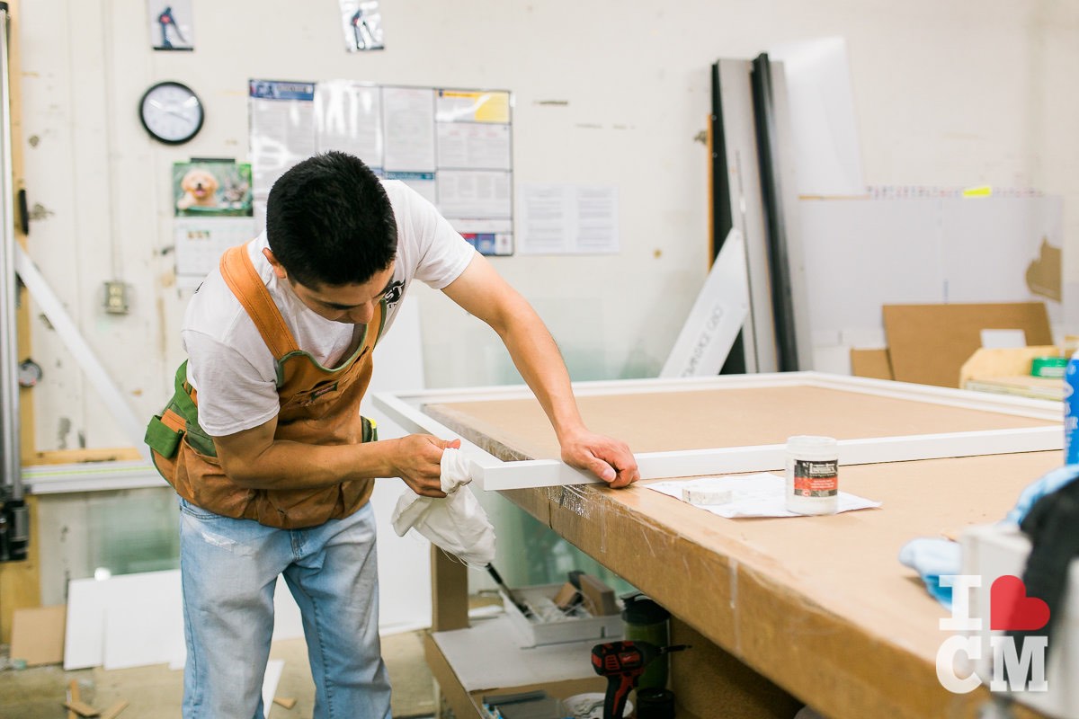 Staining A Wood Frame at Best Framing in Westside Costa Mesa, California