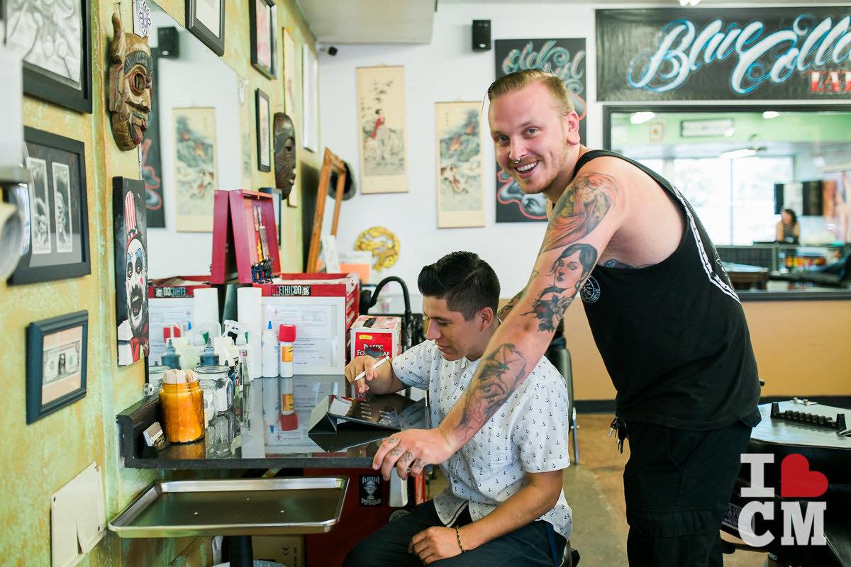 Artists Zodel Pedroza and Dakota Gilbert Collaborate at Blue Collar Tattoo in Costa Mesa, California
