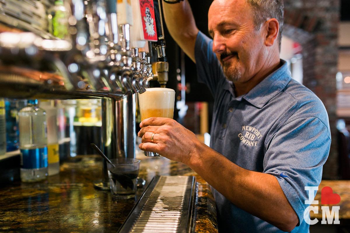 John Ursini Pours a Beer at Newport Rib Company, Costa Mesa in Orange County, California