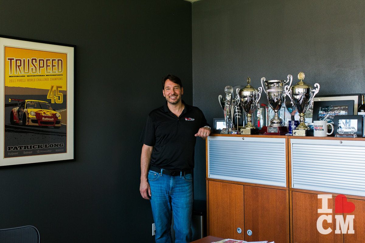 Racing Trophies and TruSpeed Poster in the office of Steve Trindade at Urband Workshop in Costa Mesa, California