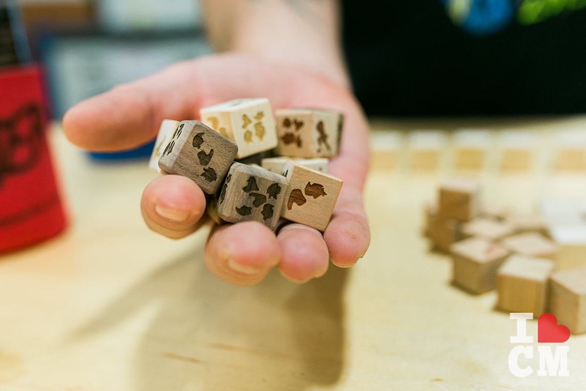 Etched Wooden Dice at Urban Workshop, Costa Mesa in Orange County, California