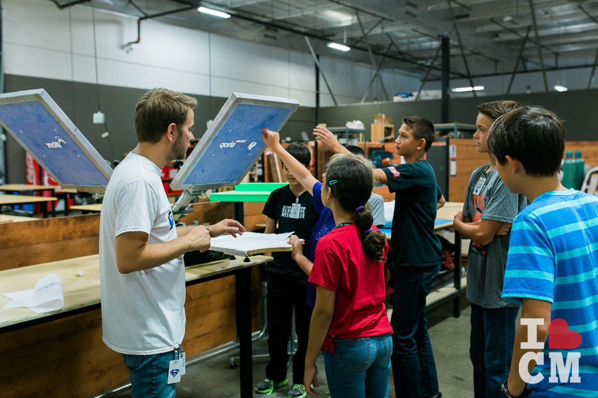 Kids Class on Screenprinting at Urban Workshop, Costa Mesa in Orange County, California