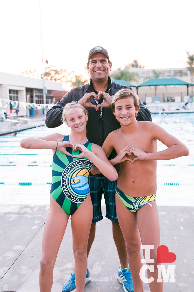 Coach Jose De La Jara - along with his CMAC swimmers and water polo players, heart Costa Mesa