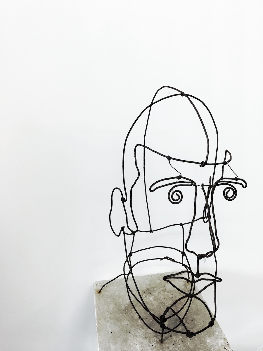 Wired: A wire-frame bust sculpture at Coast Coin and Collectibles in Eastside Costa Mesa