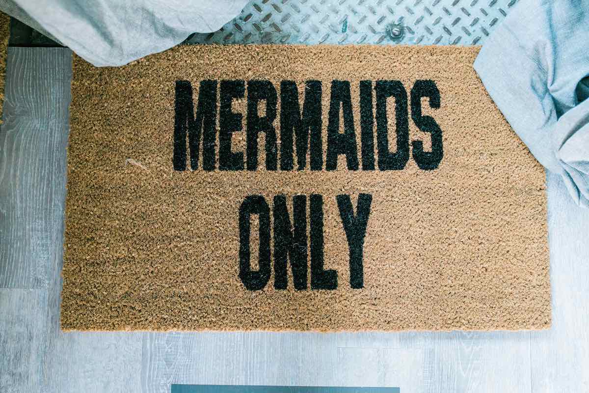 Whimsical Welcome Home: "Mermaids Only" Doormat (Nickel + Birch // Costa Mesa, California)