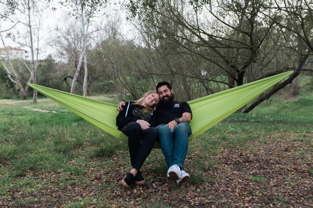 Brittnee And Gilbert Gonzalez Enjoying Nature From Their Hammock (Costa Mesa, California)