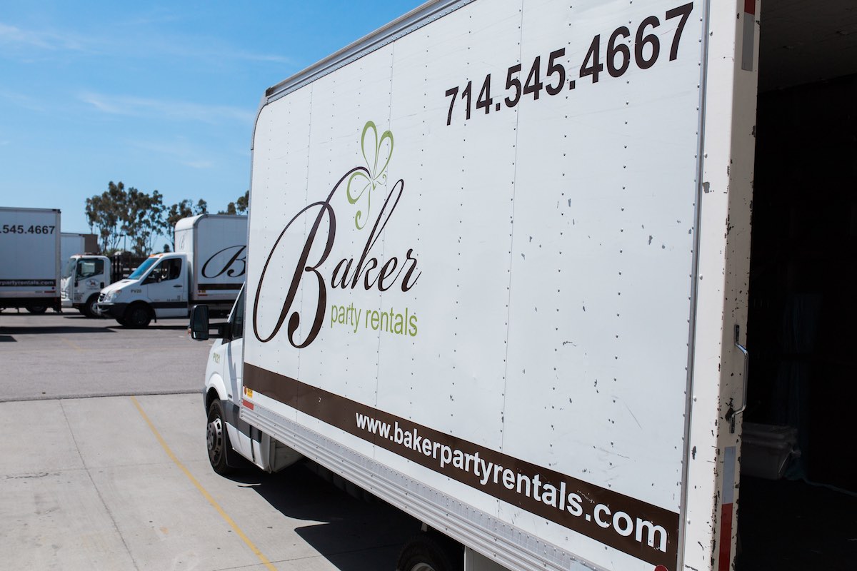 Baker Party Rentals Truck Loading Up For Deliveries (Costa Mesa, California)