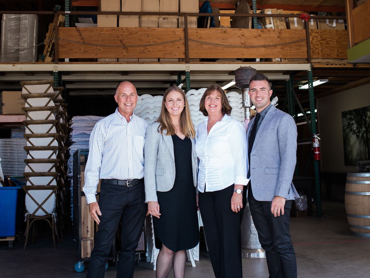 Baker Party Rentals: Mantyla Family in their warehouse in Costa Mesa, California