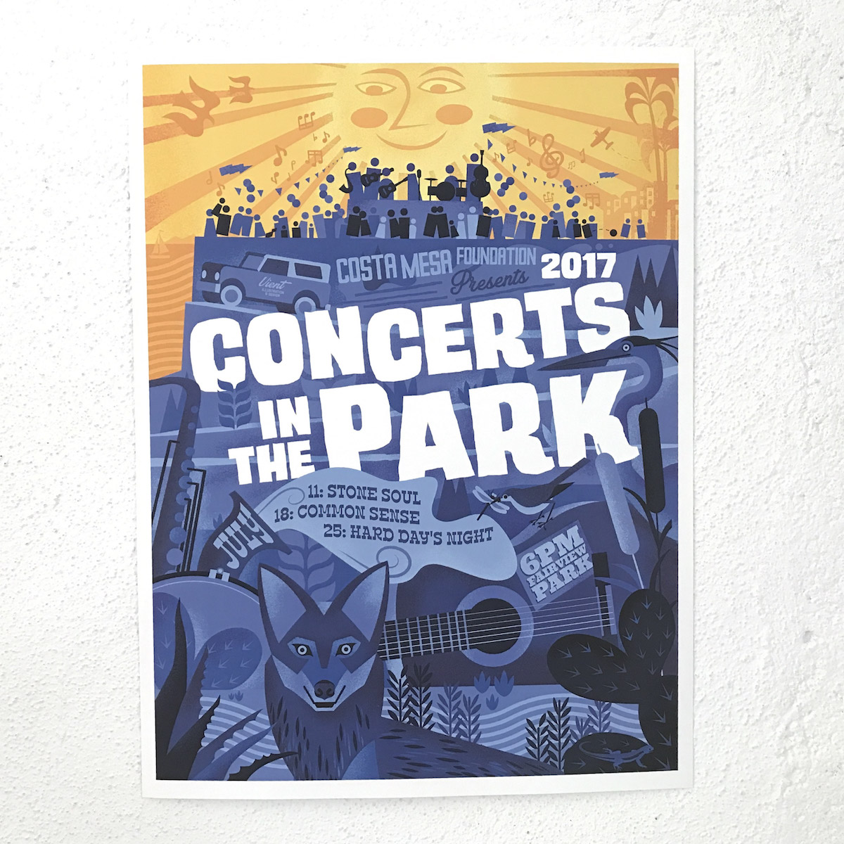 2017 Costa Mesa Concerts In The Park Poster Artwork By Artist Robby Vient of Vient Studios