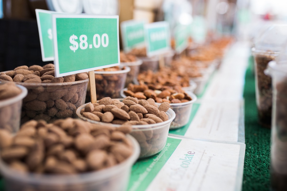 Go Nuts: Fresh Almonds at SOCO Farmers' Market at South Coast Collection, Saturdays in Costa Mesa, California