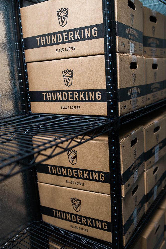 Cases and Cases of Cold Brew at Thunderking Brewing Company, Costa Mesa California