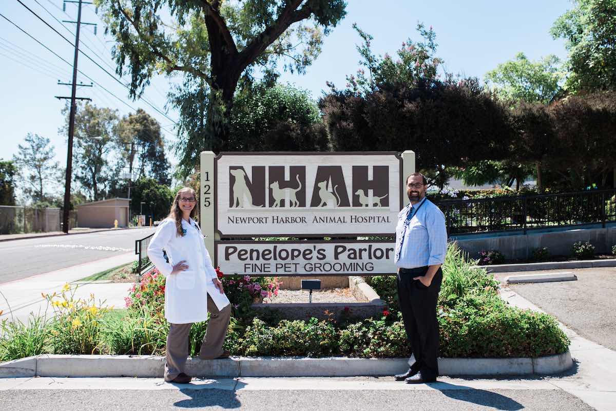 Dr. Sarah Wind and Dr. Kevin Ashbran, Veterinarians and Co-Owners of Newport Harbor Animal Hospital, Costa Mesa, California