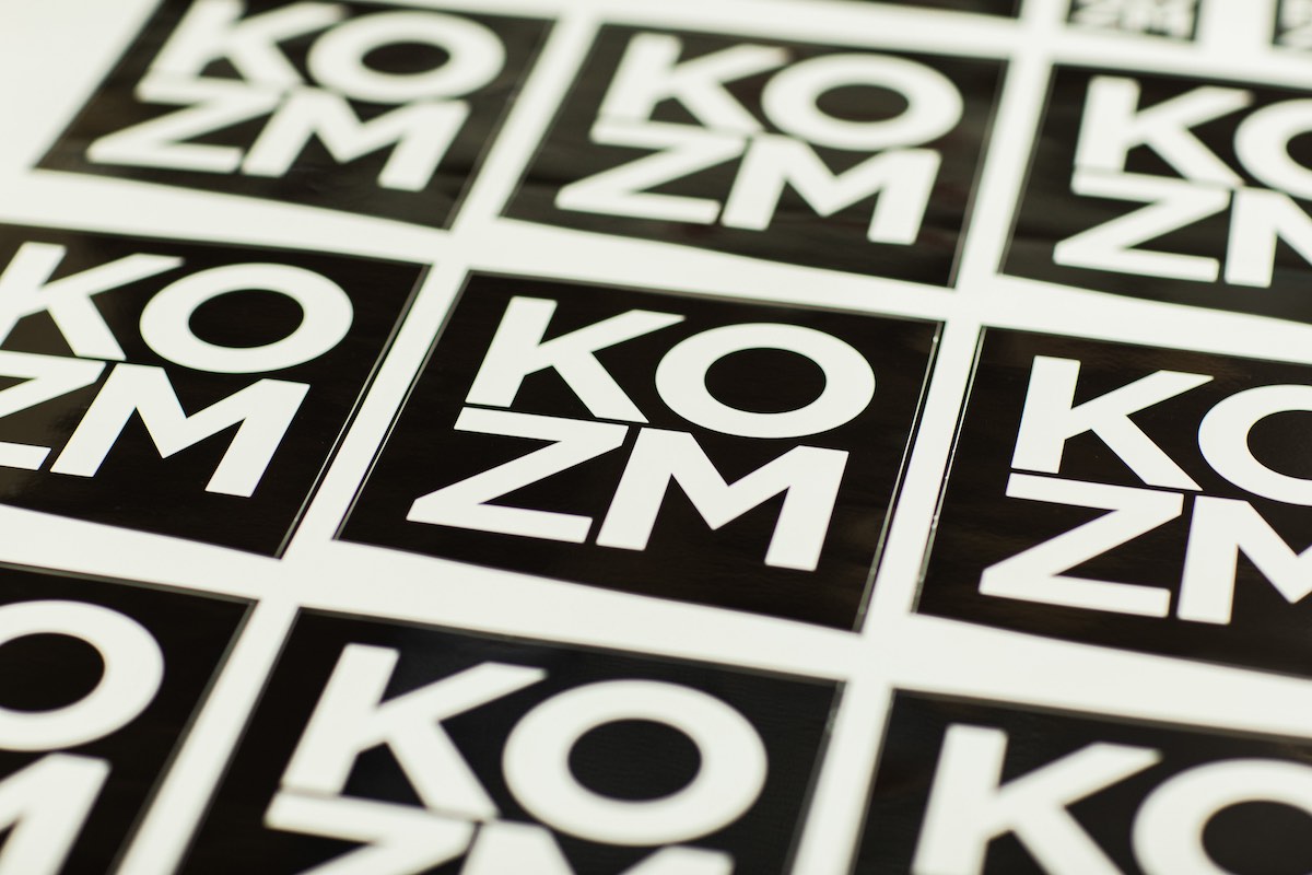 KOZM Stickers at Inkgenda Printing, Westside Costa Mesa, California