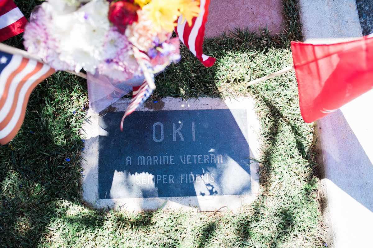 Gravesite of Oki aka Rex a decorated WWII war dog care of Robert Harr at Newport Harbor Animal Hospital in Costa Mesa