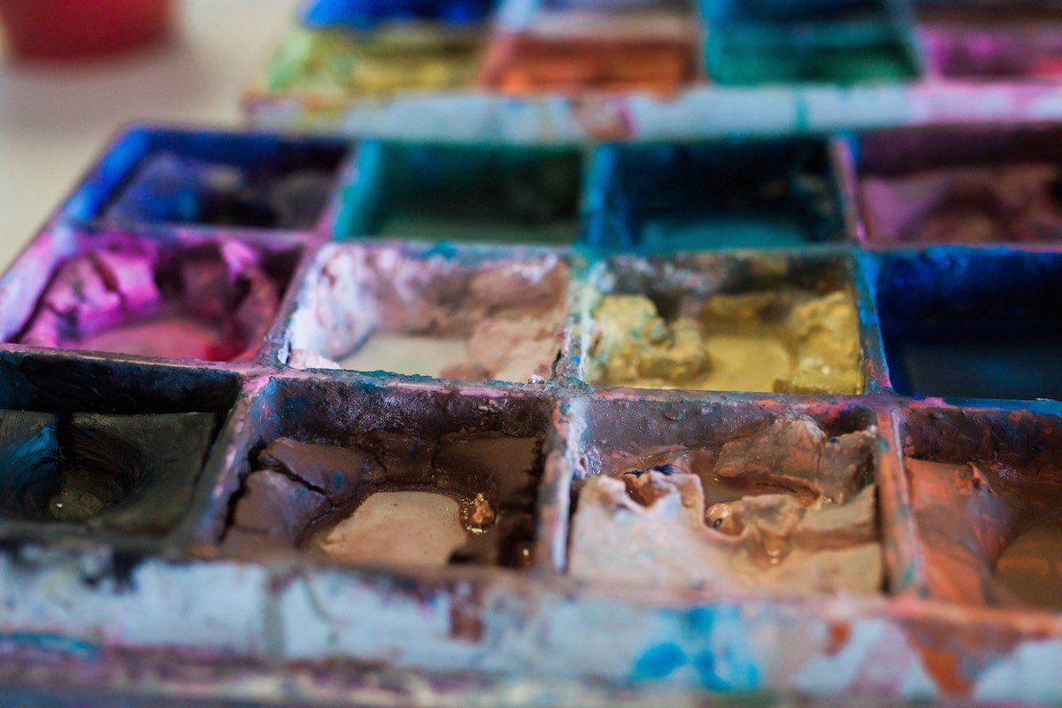 A Colorful Palette of Paints at Lisa Albert Art Studio in Eastside Costa Mesa, California