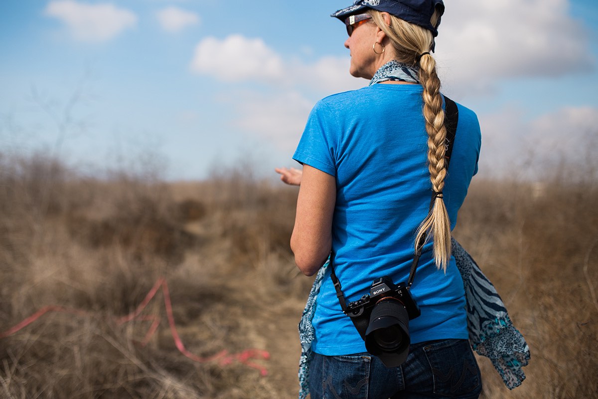 Photographer Sharon Hurd walks down a Nature Trail at Fairview Park in Westside Costa Mesa, California