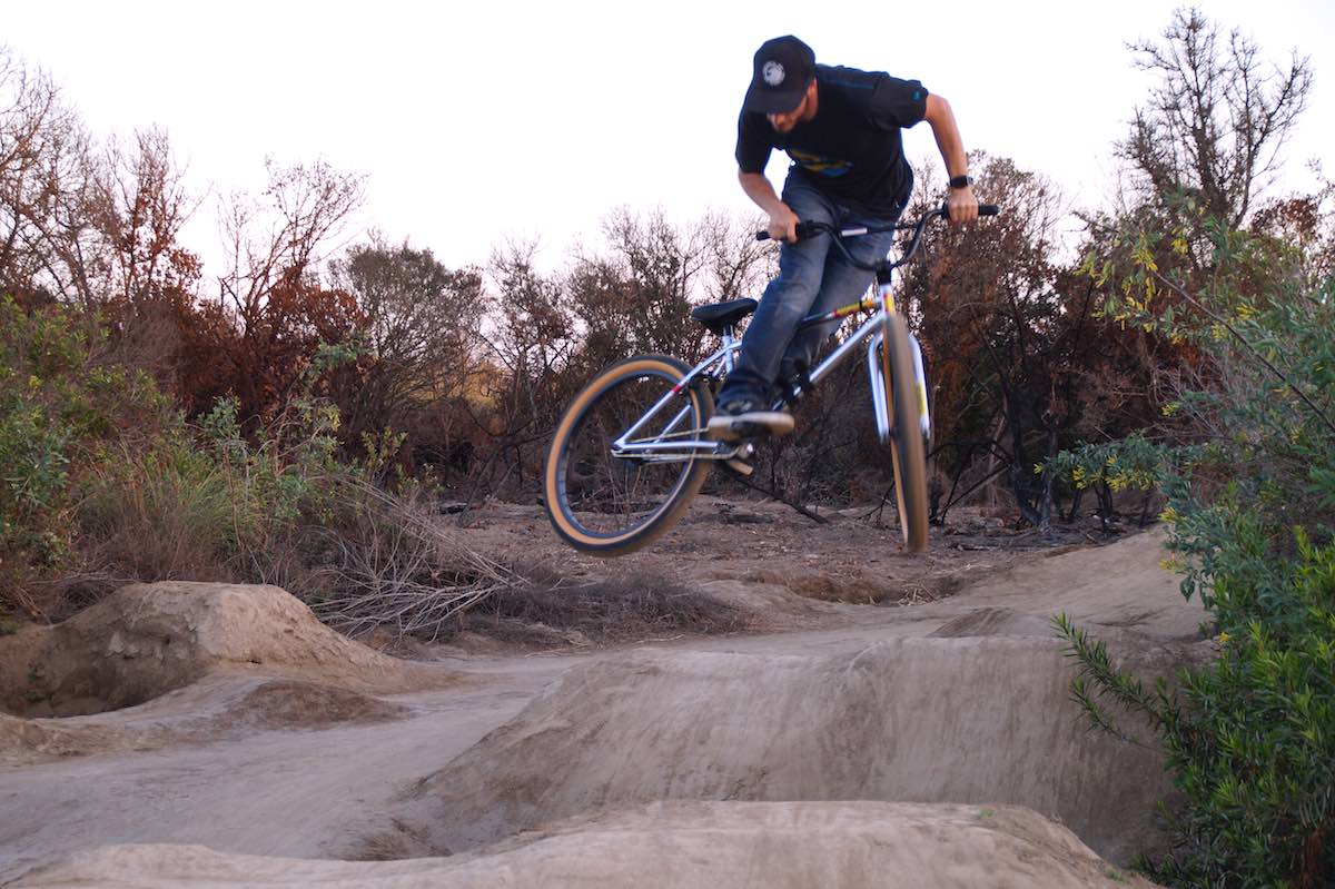 A BMX Rider shows off his stuff during a recent session at Sheep Hills in Costa Mesa. The legendary site is within Talbert Regional Park. (photo: Bradley Zint)