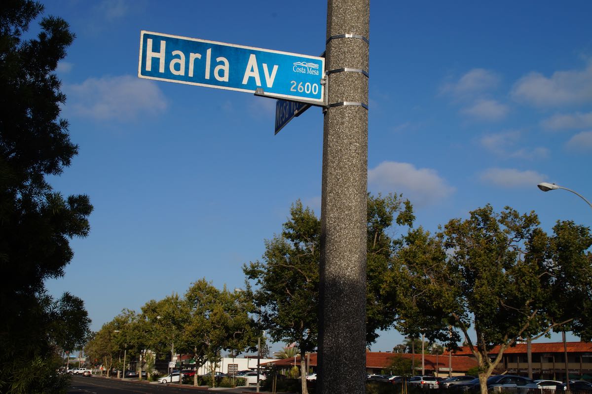 Harla Avenue, near the Vons at Adams Avenue and Harbor Boulevard, used to be called Orange Street. It was renamed after the daughter of a city planning commissioner so it wouldn't be confused with Orange Avenue in the Eastside. (photo: Bradley Zint)