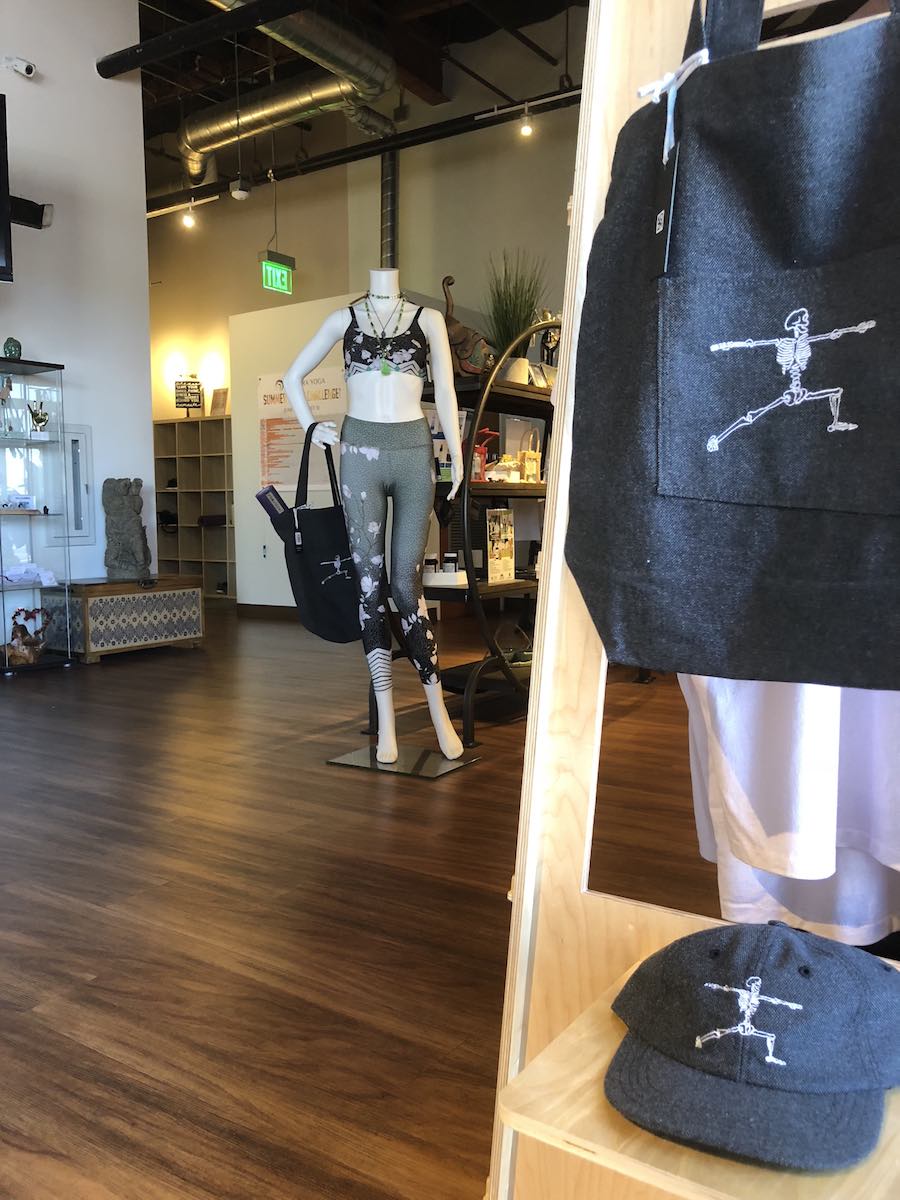 KOZM gear on display at Spectra Yoga in Costa Mesa, California. (photo: Samantha Chagollan)