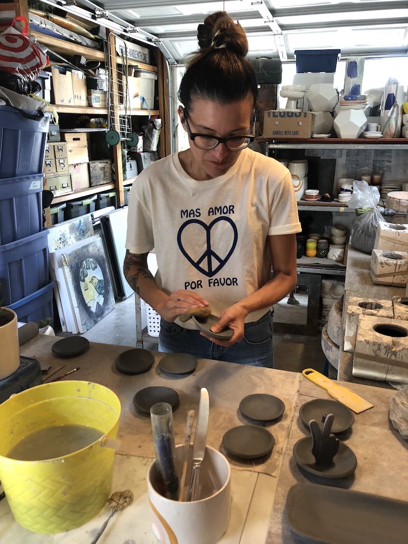 Ceramics Artist, Andrea Luna Reece, works in her Eastside Costa Mesa studio. (photo: Samantha Chagollan)