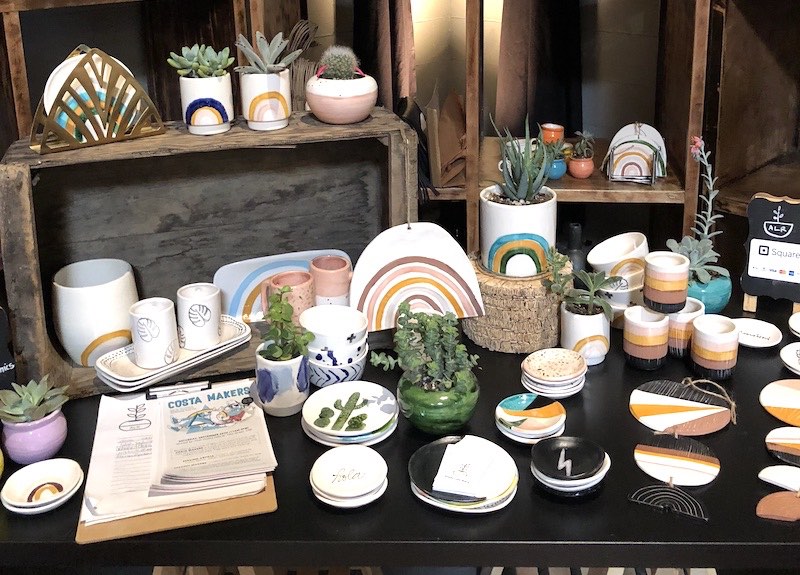 Ceramics display by Andrea Luna Reece at The Westside Market in Costa Mesa, California. (photo by Samantha Chagollan)