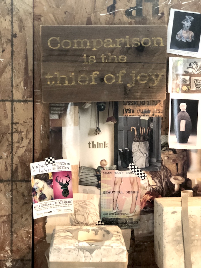 "Comparison is the thief of joy," in studio with Costa Mesa artist, Andrea Luna Reece. (photo: Samantha Chagollan)