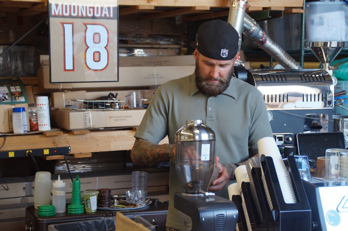 Brewing Change: MoonGoat Coffee founder, Mark Evans, testing recipes for their Westside Costa Mesa coffeehouse opening later this year. (photo: Bradley Zint)