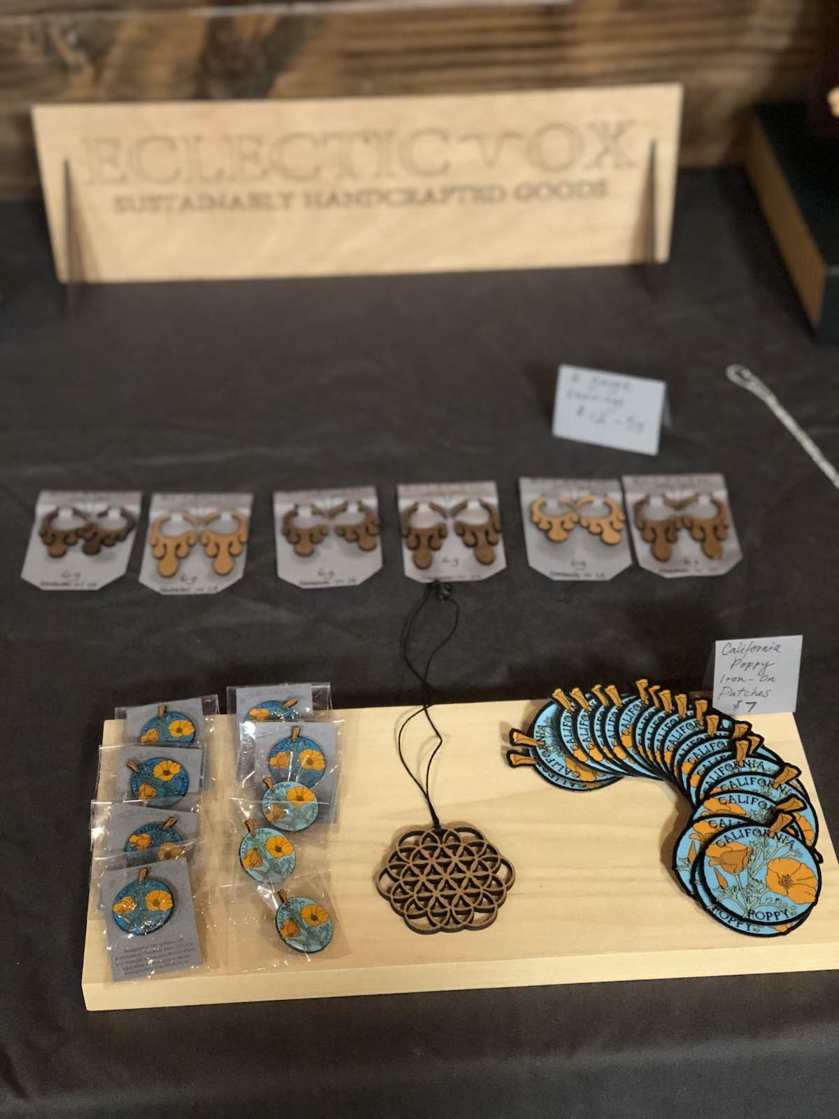 Poppies and Pins: Wearable, handmade art by Molly Croteau of Eclectic Ox, Costa Mesa, California. (photo: Samantha Chagollan)