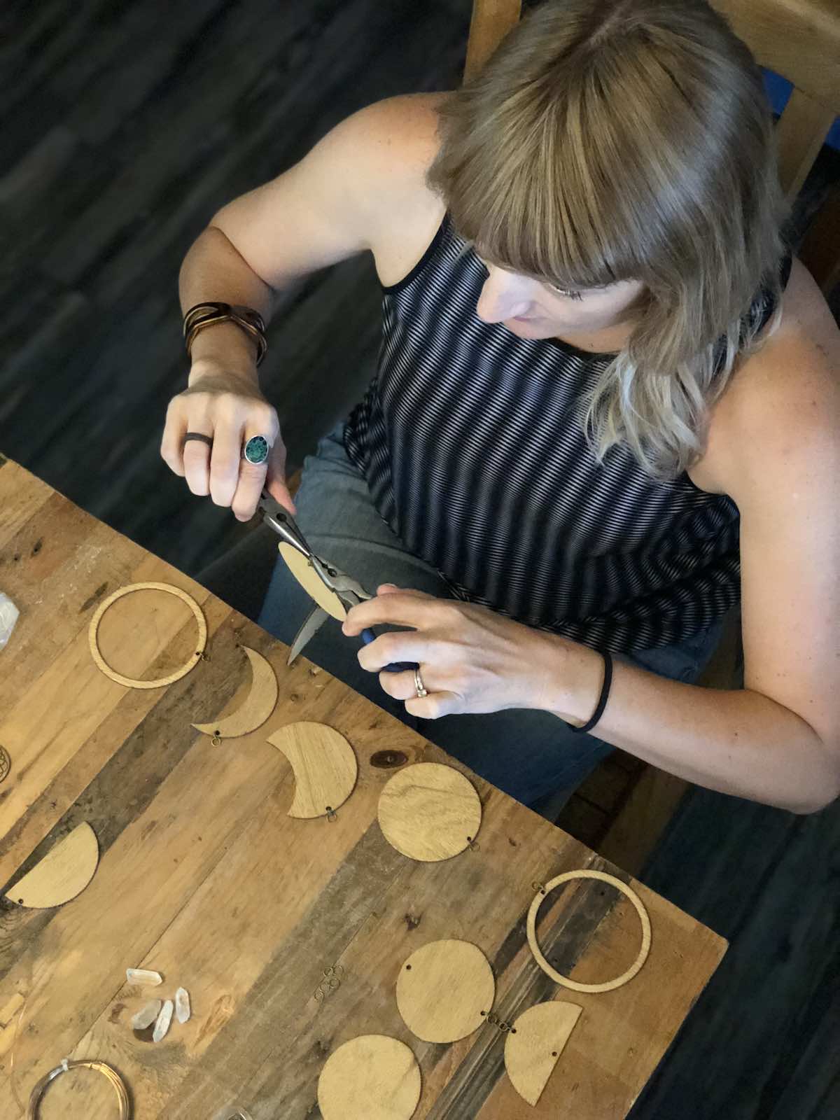 Molly Croteau makes hand-made, sustainable jewelry and art inspired by nature, in Costa Mesa, California. (photo: Samantha Chagollan)