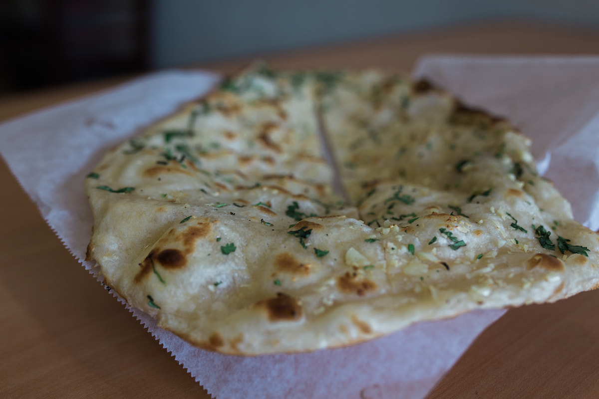 Housemade Garlic Naan at The India Cafe in Costa Mesa, California. (photo: Brandy Young)