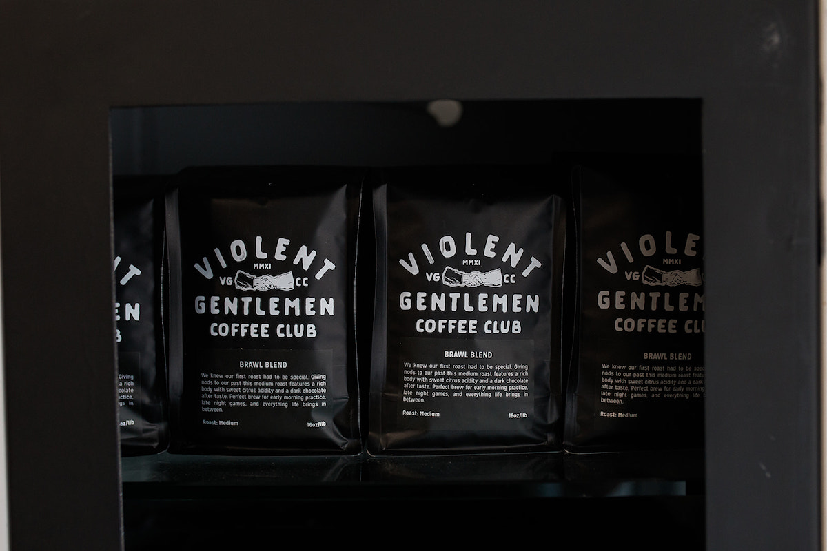 Brawl Brew: Violent Gentlemen Coffee Club Coffee Beans at VG HQ in Costa Mesa, California. (photo: Brandy Young)