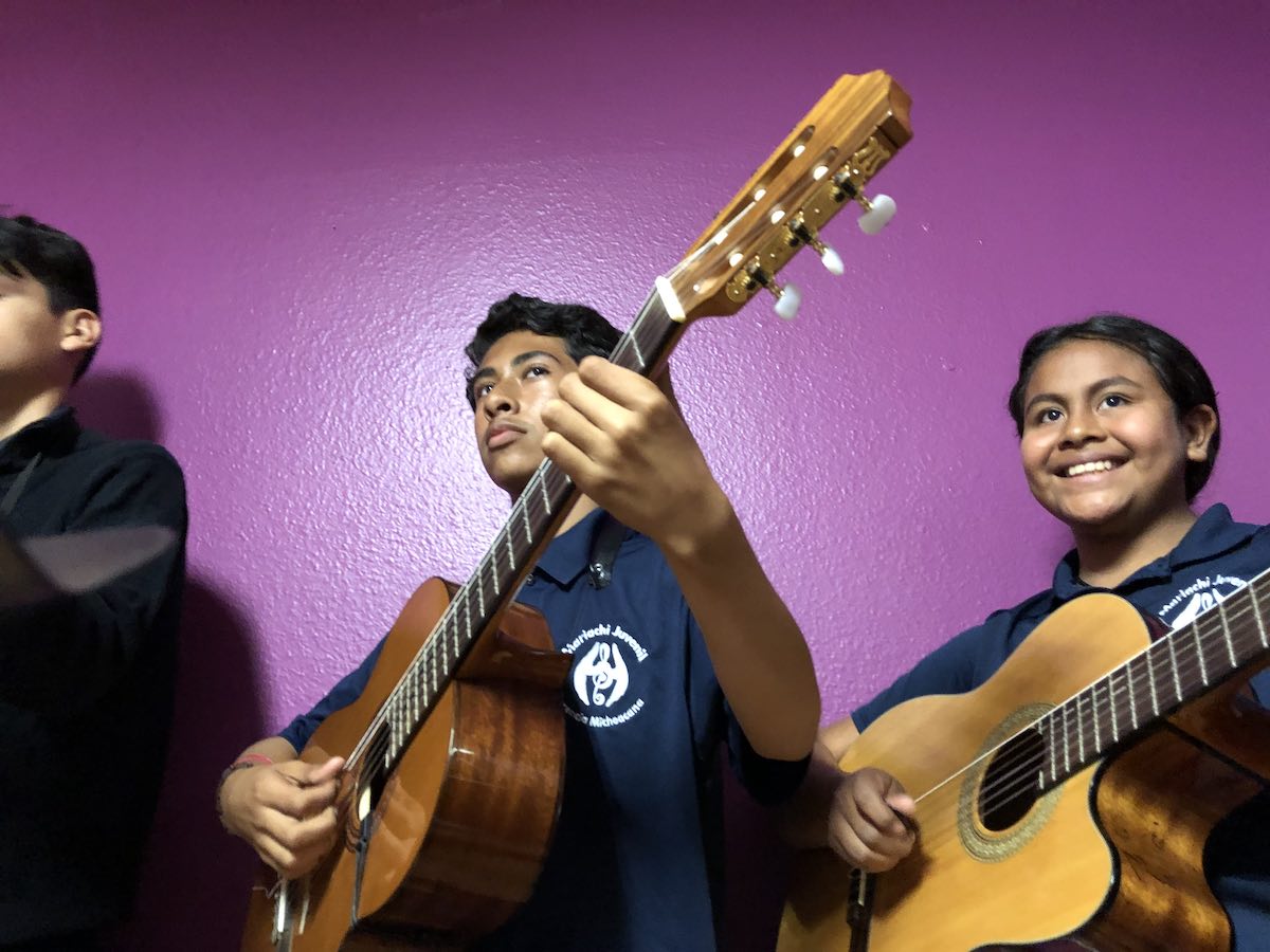 Costa Mesa Youth All Smiles At Mariachi Music Practice. (photo: Samantha Chagollan)