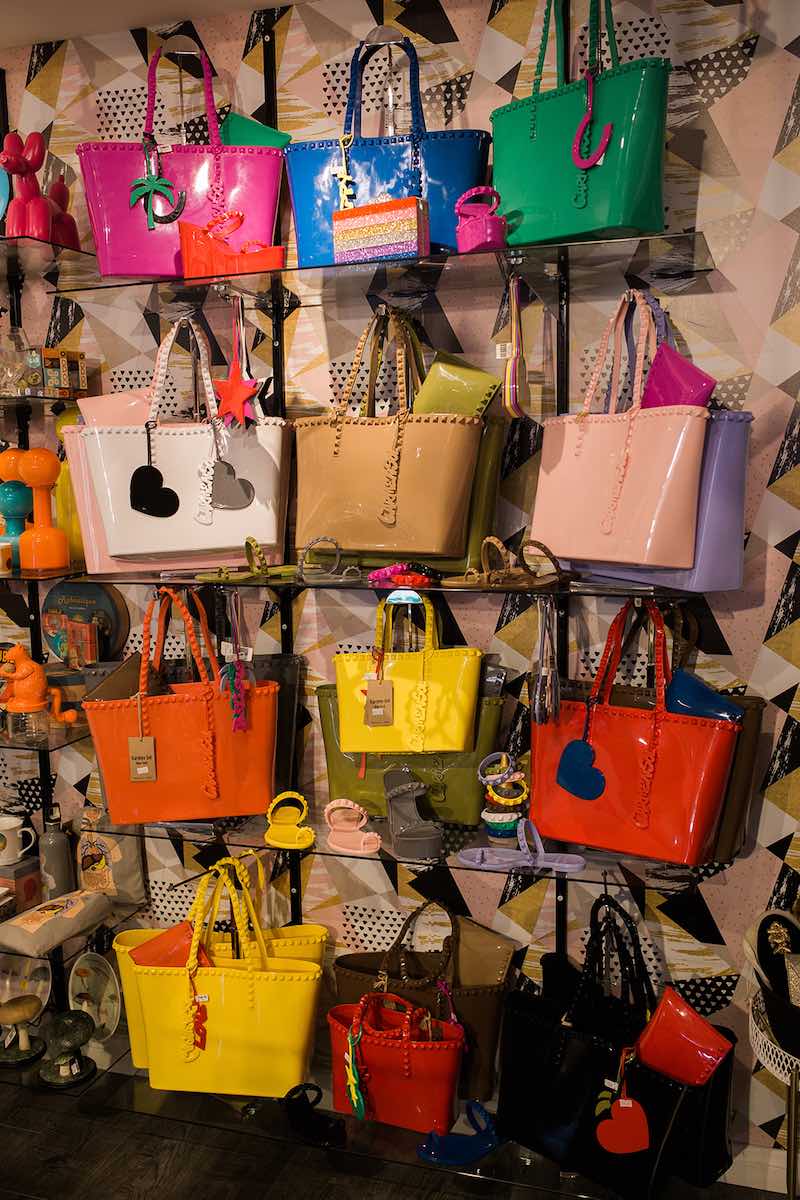 I Heart Costa Mesa: A wall of colorful tote bags and purses at Anthill Fashion Market in Costa Mesa, California. (photo: Brandy Young)