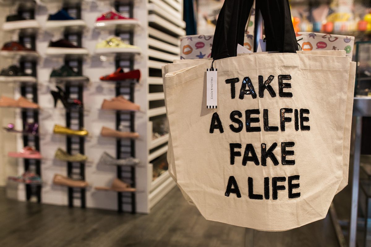 I Heart Costa Mesa: "Take a selfie, fake a life" at Anthill Fashion Market in Eastside Costa Mesa, California. (photo: Brandy Young)