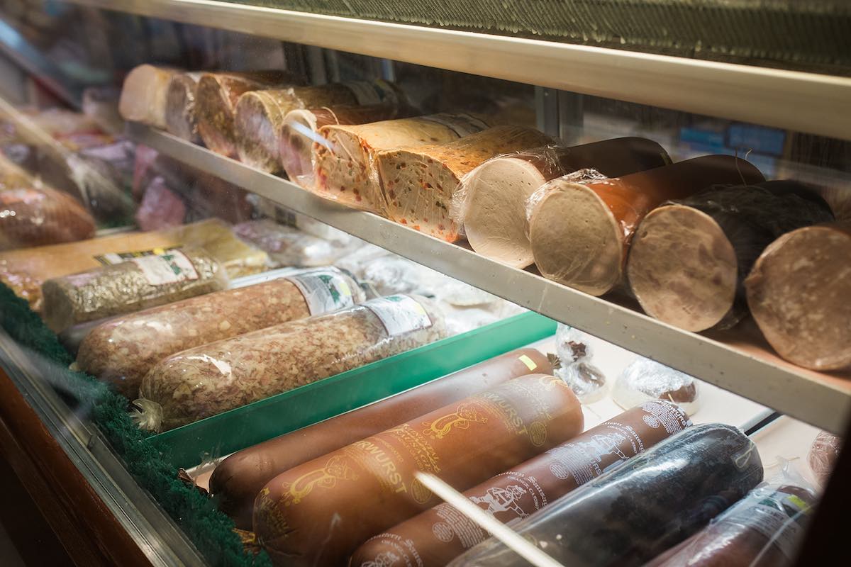 Which Wurst? Meat Counter at The Globe Deli in Costa Mesa, Orange County, California. (photo: Brandy Young)