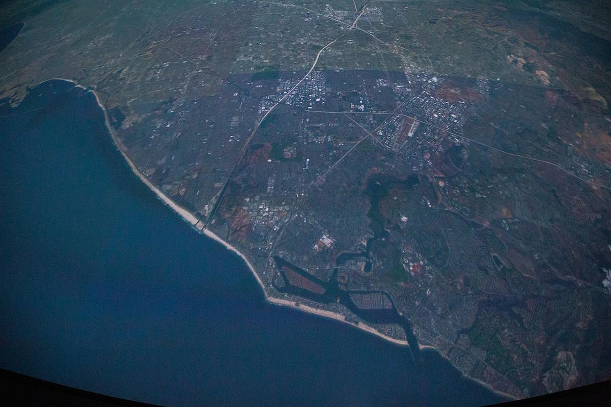 Costa Mesa from Space, at the OCC Planetarium at Orange Coast College in Costa Mesa, Orange County, California. (photo: Brandy Young)