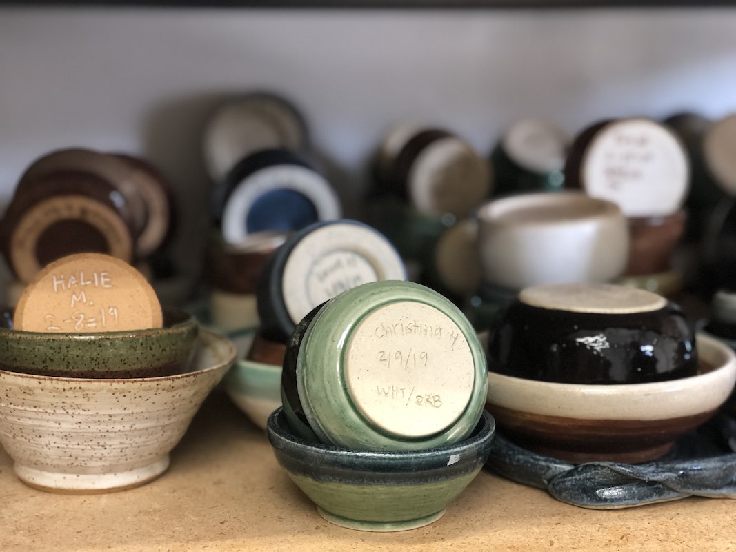 Shelf of Clay Pots at Costa Mesa Ceramics in Westside Costa Mesa, Orange County, California. (photo: Samantha Chagollan)
