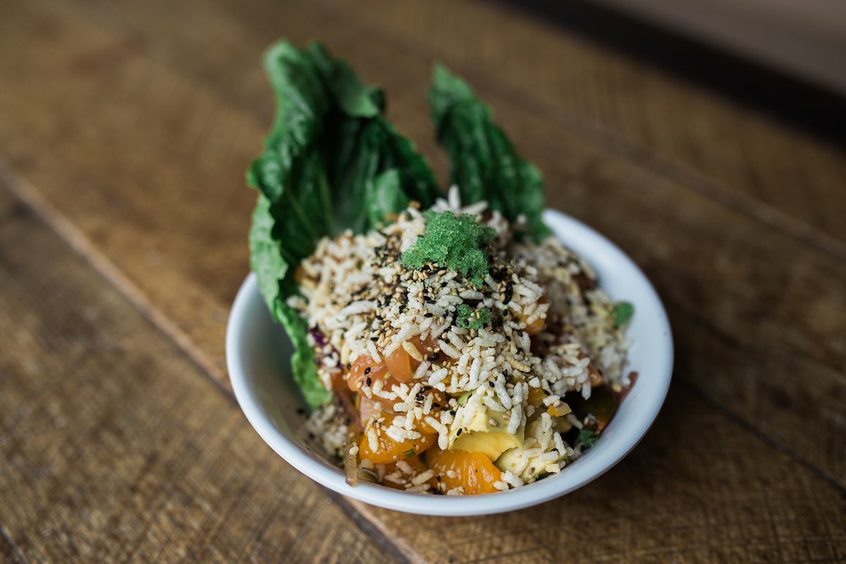 Poke Bowl at Tackle Box at SOCO and The OC Mix in Costa Mesa, Orange County, California.