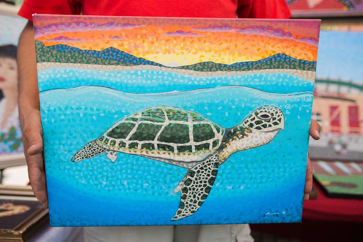 I Heart Costa Mesa: Painting of a Sea Turtle at the Costa Mesa ArtWalk at Lions Park in Costa Mesa, Orange County, California. (photo: Brandy Young)