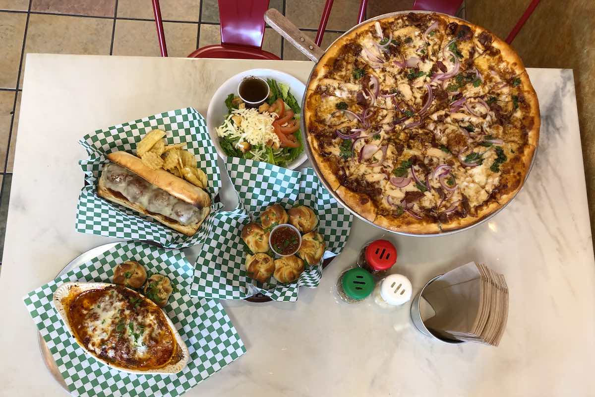 I Heart Costa Mesa: Pizza, sandwiches, meatballs, garlic knots and lasagna at Ciao! Deli and Pizzeria in Costa Mesa, Orange County, California. (photo: Samantha Chagollan)
