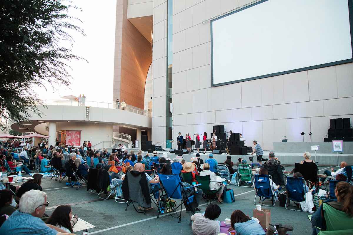 I Heart Costa Mesa: Stage on Argyros Plaza at Segerstrom Center for the Arts in Orange County, California. (photo: Brandy Young)