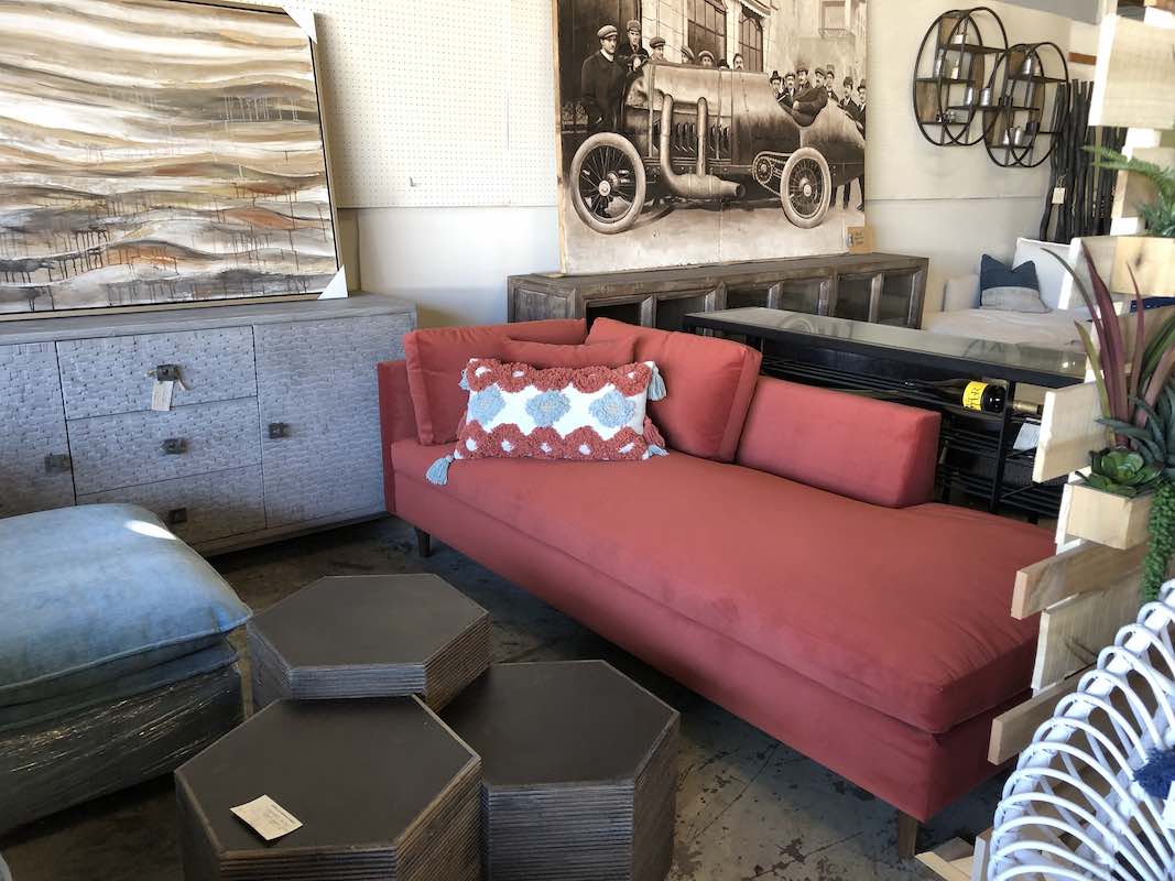 I Heart Costa Mesa: Red couch at Urbanism Furniture in Westside Costa Mesa, Orange County, California.