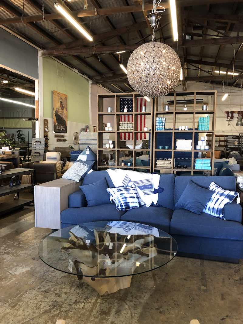 I Heart Costa Mesa: Blue couch at Urbanism Furniture in Westside Costa Mesa, Orange County, California.