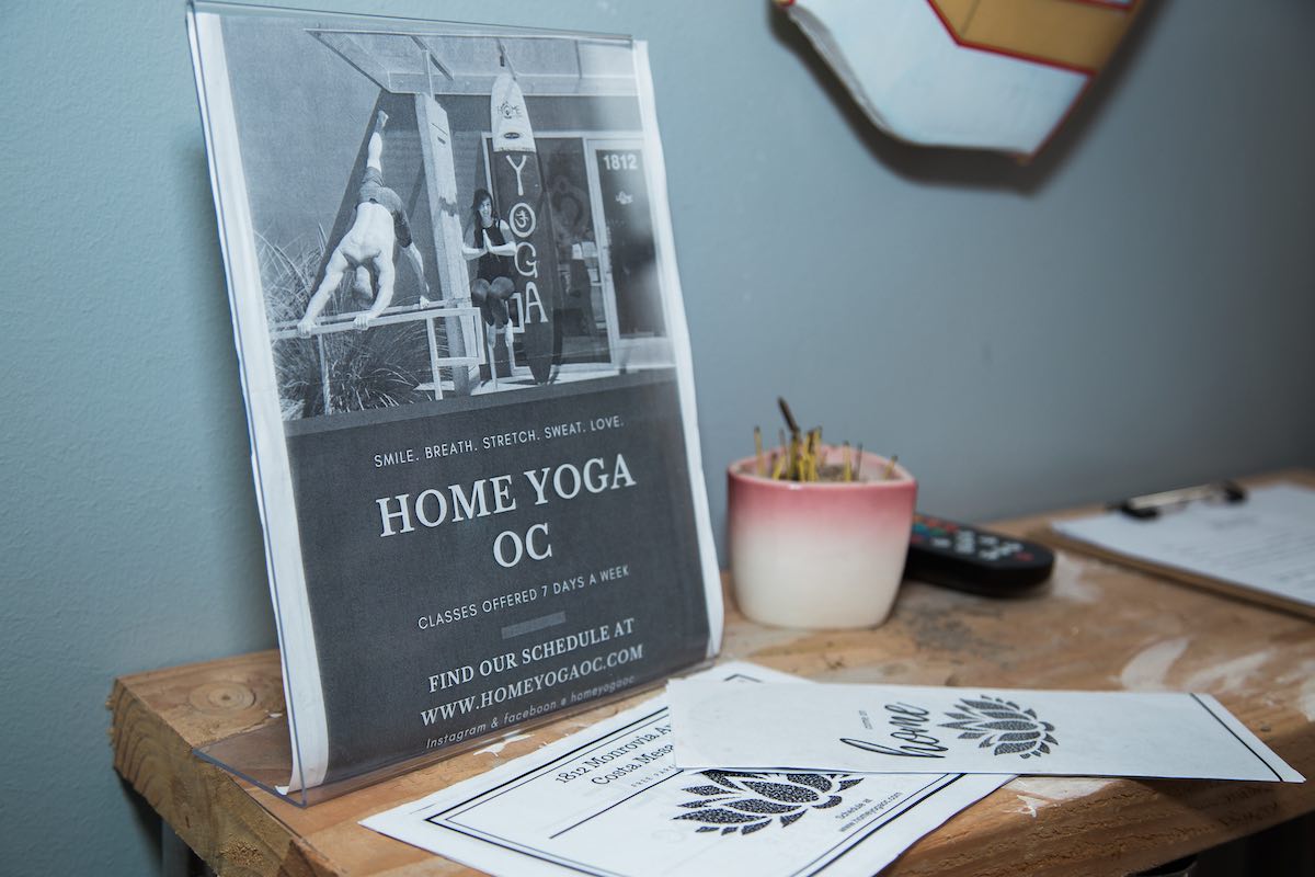 I Heart Costa Mesa: "He's the Flyer Man," at Home Yoga OC in Westside Costa Mesa, Orange County, California. (photo: Brandy Young)