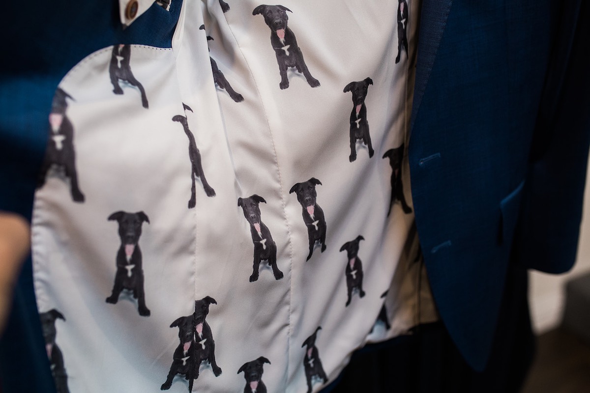 I Heart Costa Mesa: Dog suit jacket lining at The Grotto custom menswear in Westside Costa Mesa, Orange County, California. (photo: Brandy Young)
