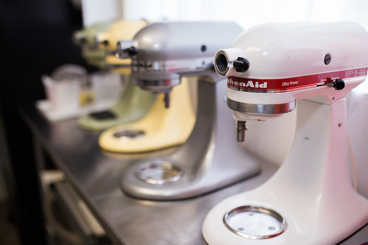 I Heart Costa Mesa: Kitchen Aid mixers stand at the ready at Joana Arenas Dream Cakes bakery in Westside Costa Mesa, Orange County, California. (photo: Brandy Young)