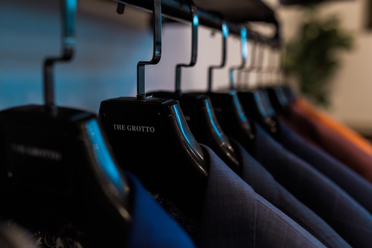 I Heart Costa Mesa: Suits hang on hangers at The Grotto custom Menswear in Westside Costa Mesa, Orange County, California. (photo: Brandy Young)